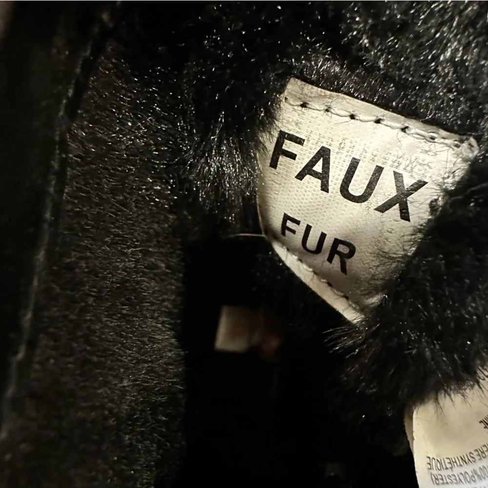 Joe Fresh Black Boots Toddler Size 4 Zip Up Faux Fur‎